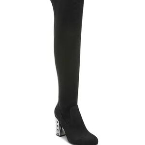 Carlos by Carlos over the knee black faux suede boots & embellished heel. NWOT